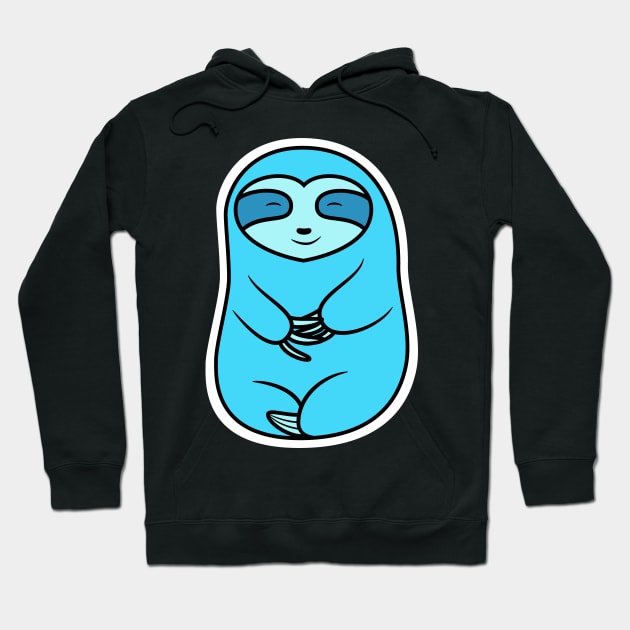 Happy Cozy Light Blue Sloth Bear Hoodie by SubtleSplit